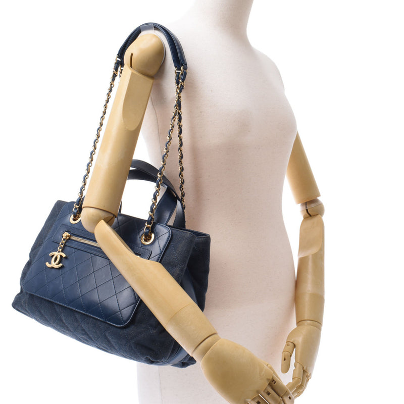 Chanel Chanel Matrasse 2路单肩包黄金支架女士牛仔布×Cyraff手提包AB排名使用Silgrin