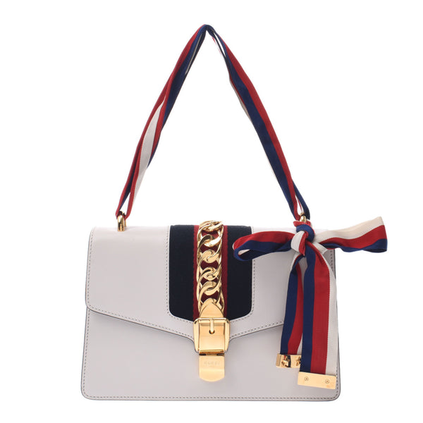 GUCCI グッチ シルヴィ 2WAYバッグ 白 ゴールド金具 421882 