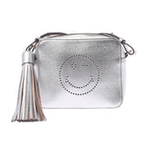 Anya Hindmarch Anya Hind March Smiley Tassel Silver Women's Curf Shoulder Bag A-Rank Used Silgrin