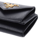 PRADA Prada Compact Wallet Outlet Black 1MH021 Women's Curf Three Folded Wallets Unused Silgrin