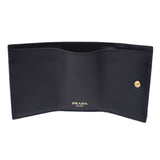 PRADA Prada Compact Wallet Outlet Black 1MH021 Women's Curf Three Folded Wallets Unused Silgrin