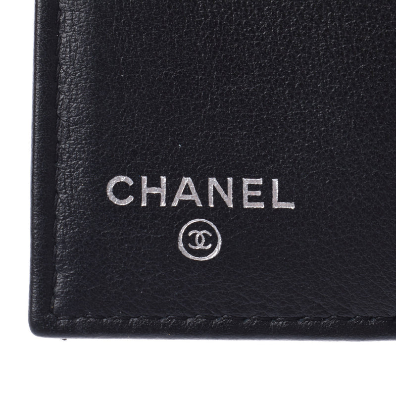 CHANEL シャネル コンパクトウォレット 黒 シルバー金具 レディース キャビアスキン 三つ折り財布 Bランク 中古 銀蔵