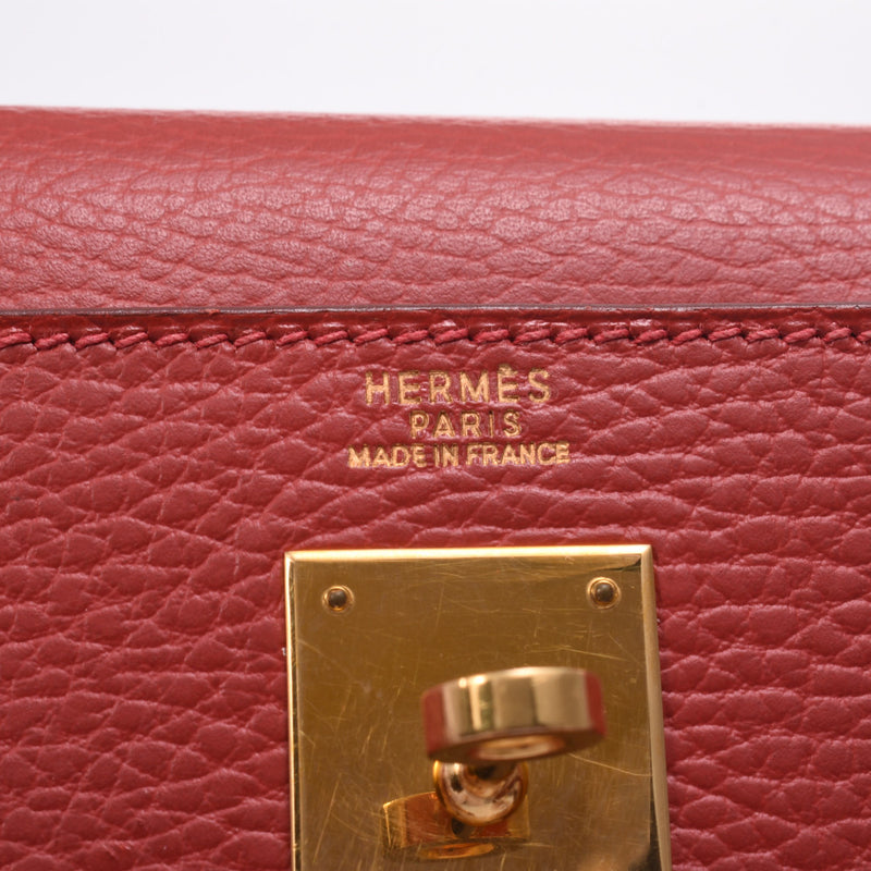 Hermes Hermes Kelly 32外缝制2way袋Lougebif金支架□G印记（2003年左右）女士Ardennes手提包一级使用水池