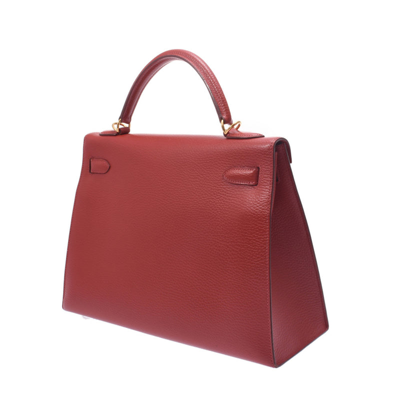 Hermes Hermes Kelly 32外缝制2way袋Lougebif金支架□G印记（2003年左右）女士Ardennes手提包一级使用水池