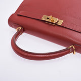 Hermes Hermes Kelly 32外缝制2way袋Lougebif金支架□G印记（2003年左右）女士Ardennes手提包一级使用水池