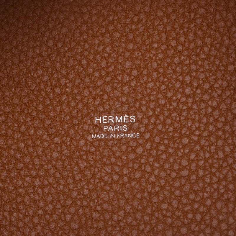 Hermes Hermes Picon Lock PM金银配件Y刻（大约2020年）女式三重钢铁手提包新的银杏