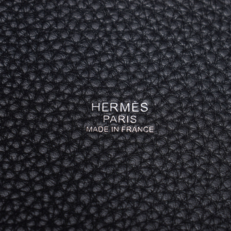 Hermes Hermes Picon Lock MM黑色钯比尔Y手柄（大约2020年）女士Triyo钢铁手提包新水池