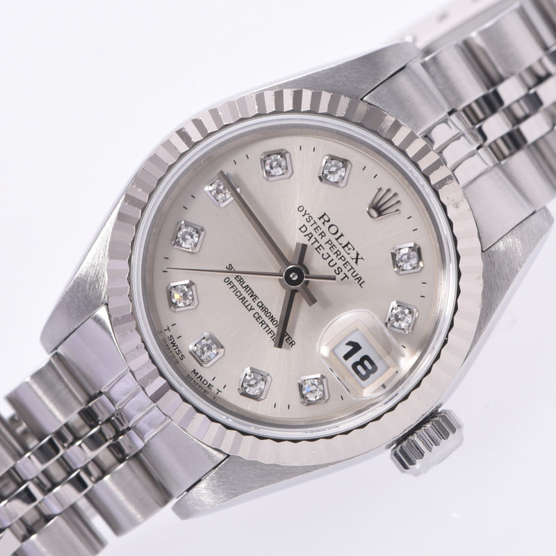 ROLEX Rolex Datejust 10P Diamond 69174G Women's WG/SS Watch Automatic Winding Silver Dial A Rank Used Ginzo