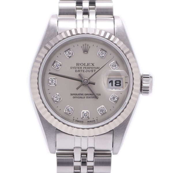 ROLEX Rolex Datejust 10P Diamond 69174G Women's WG/SS Watch Automatic Winding Silver Dial A Rank Used Ginzo