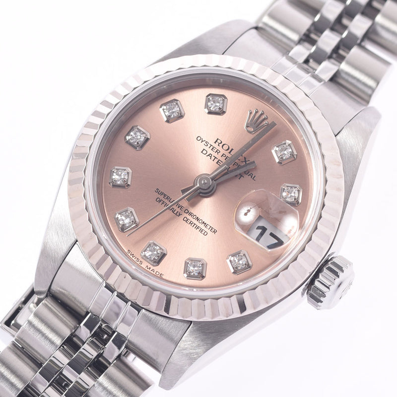 ROLEX Rolex Datejust 10P Diamond 79174G Ladies WS/SS Watch Automatic Pink Dial A Rank Used Ginzo