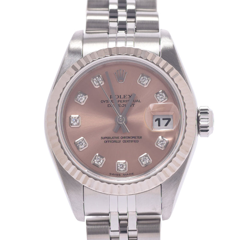 ROLEX Rolex Datejust 10P Diamond 79174G Ladies WS/SS Watch Automatic Pink Dial A Rank Used Ginzo