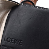 LOEWE ロエベ ハンモック ミディアム 白/茶/ボーダー レディース カーフ/キャンバス 2WAYバッグ Aランク 中古 銀蔵