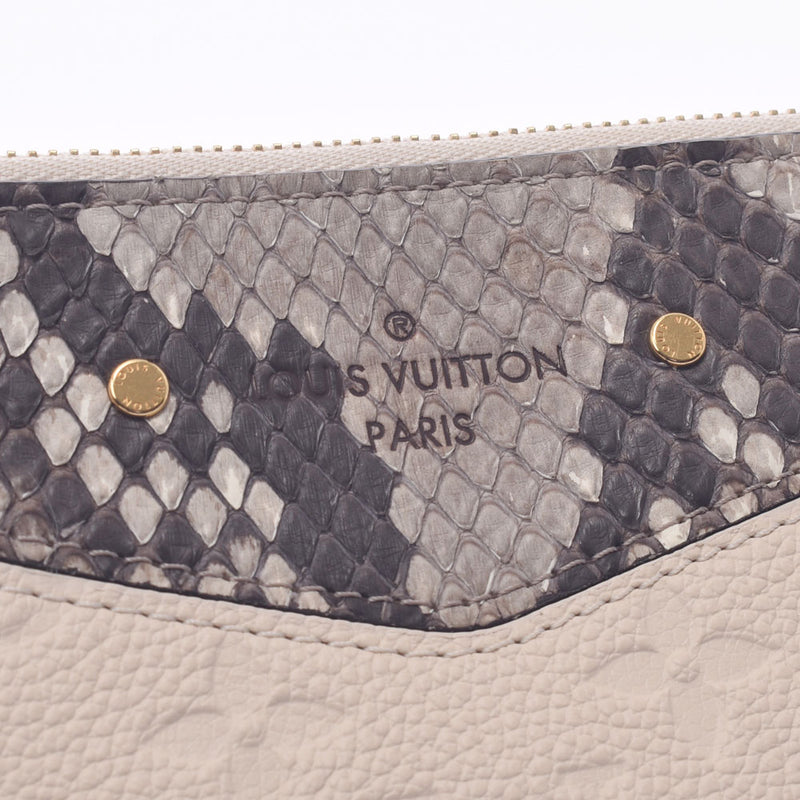 LOUIS VUITTON ルイヴィトン モノグラム アンプラント ポシェット ドゥーブル ジップ ネージュ N96322 レディース レザー/パイソン 新同 中古 銀蔵