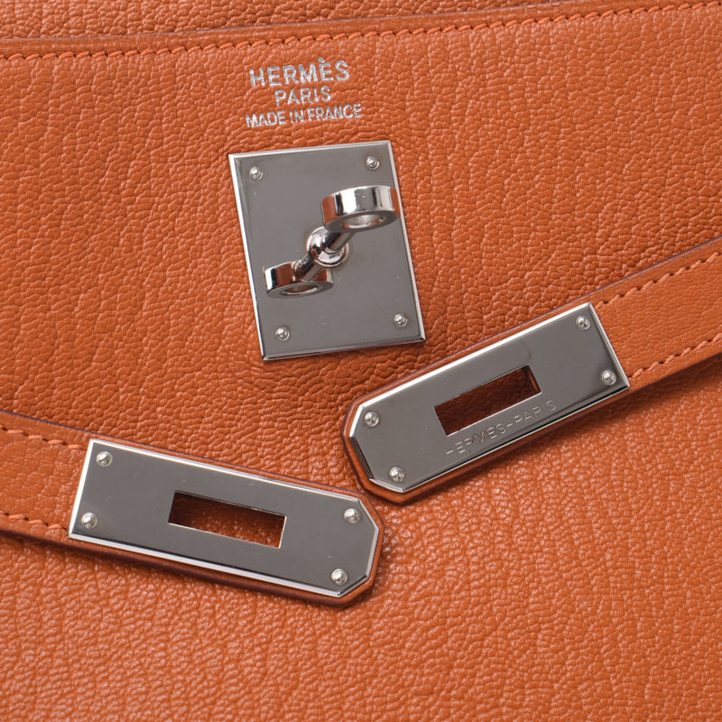 Hermes Hermes Kelly 35 Into Sewing 2 Way Bag Orange Silver Flocky □ J Enggeway (around 2006) Ladies Shaved Handbags AB Rank Used Silgrin