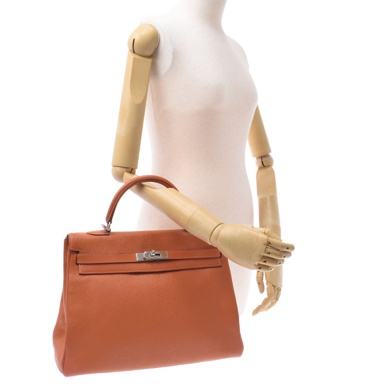 Hermes Hermes Kelly 35进入缝纫2路袋橙色银色填充□J Enggeway（2006年左右）女士剃光手袋AB排名使用Silgrin