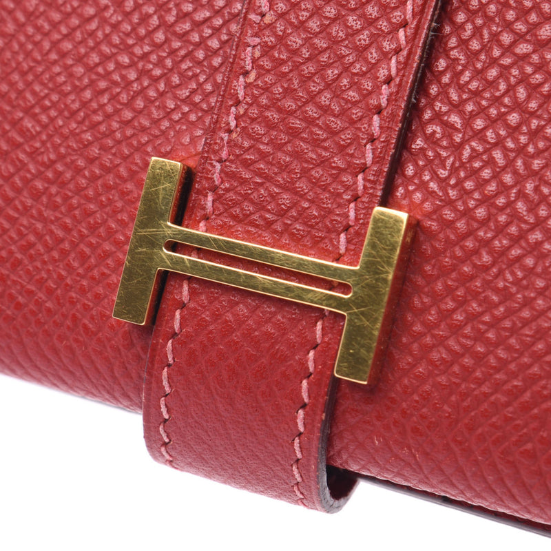 Hermes Hermes Baren Compact Rouge大金支架□H-ingraving（大约2004年）UniSEX Voepson两折叠钱包AB排名使用Silgrin