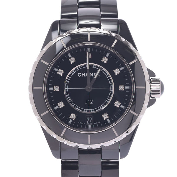 CHANEL Chanel J12 38mm 11P Diamond H2124 Boys Black Ceramic / SS Watch Quartz Black Table A-Rank Used Silgrin