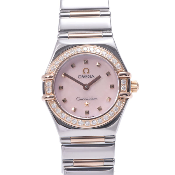 Omega Omega Constellation My Choice Bezel Diamond 1368.73 Women's SS / PG Watch Quartz Pink Shell Diagram A-Rank Used Sinkjo