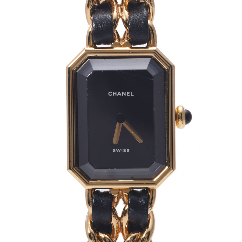 CHANEL シャネルプルミエールサイズ M Lady's GP/ leather watch quartz lindera board AB rank used silver storehouse