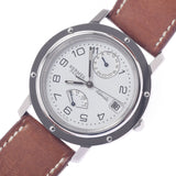 Hermes Hermes Clipper GMT DoubleTour CL5.710 Men SS / Leather Watch Automatic Wound White Flight AB Rank Used Silgrin