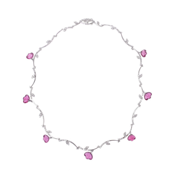 【Summer Selection Recommended】 Tasaki Tasaki Pink Tourmarin Diamond 3.05ct Ladies K18WG Necklace A-Rank Used Silgrin