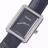 Chanel Chanel Boyfriend Bezel Diamond H4883女士SS /皮革手表石英黑桌A级使用SILGRIN