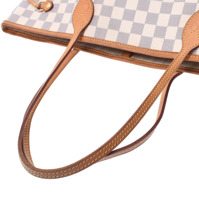 LOUIS VUITTON路易威登Azur Neverfull MM老白N51107女士Damier Azur帆布手提袋B等级二手Ginzo