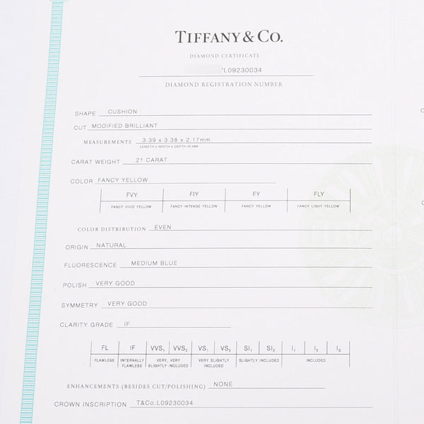 [Summer Selection Recommendation] Tiffany & CO. Tiffany Yellow Diamond 0.21ct Fy-IF-VG One-grain Diarring No. 9 Ladies K18YG Ring / Ring A-Rank Used Sinkjo