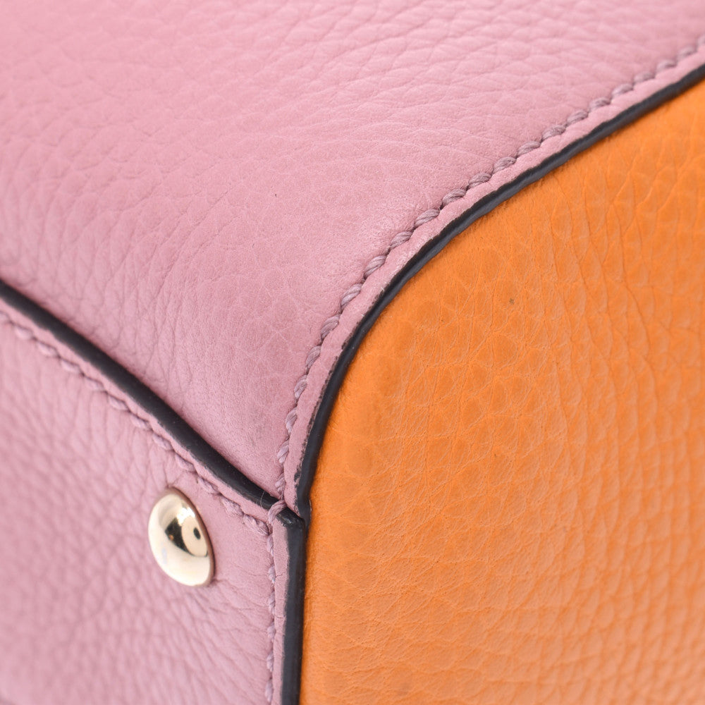 グッチ GUCCI ​レザー バンブー ショッパー ミニ 2WAY ショルダー ハンドバッグ 斜め掛け ピンク オレンジ 368823（未使用　展示品） GUCCI（グッチ） （未使用 展示品）グッチ ?レザー バンブー