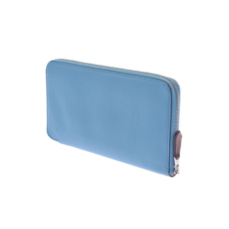 Hermes Hermes Azaplong Silk Inn Blue Nord D Steel (around 2019) Unisex Voepson Long Wallet B Rank Used Silgrin