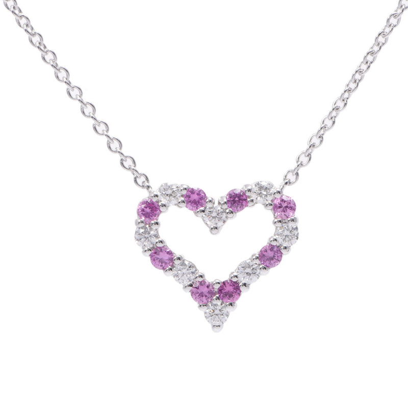 [Summer Selection Recommendation] Tiffany & CO. Tiffany & CO. Tiffany Sentimental Heart Diamond / Pink Sapphire Ladies PT950 Platinum Necklace A-Rank Used Sinkjo