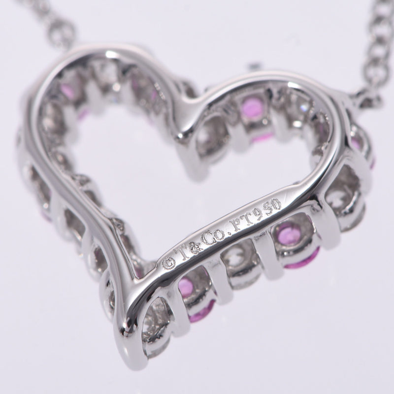 [Summer Selection Recommendation] Tiffany & CO. Tiffany & CO. Tiffany Sentimental Heart Diamond / Pink Sapphire Ladies PT950 Platinum Necklace A-Rank Used Sinkjo