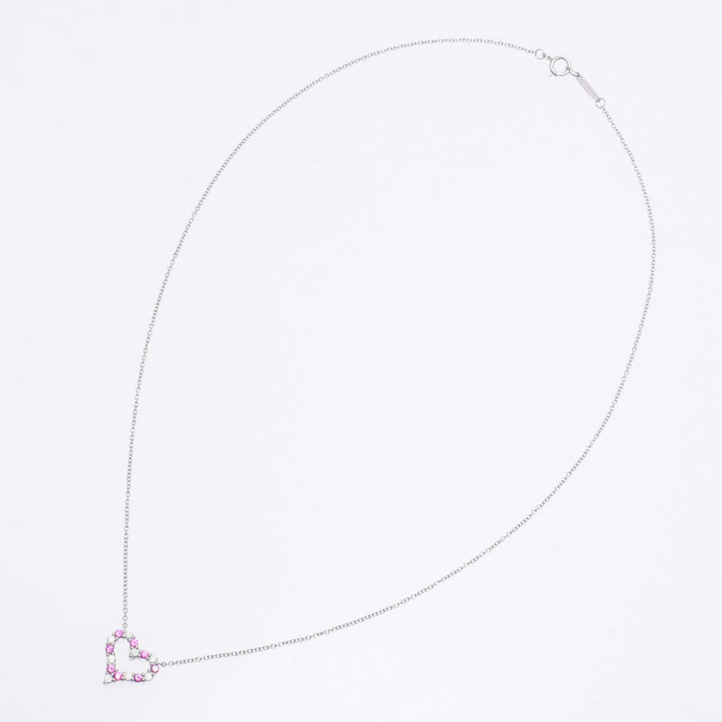 [Summer Selection Recommendation] Tiffany & CO. Tiffany & CO. Tiffany Sentimental Heart Diamond / Pink Sapphire Ladies PT950 Platinum Necklace A-Rank Used Sinkjo