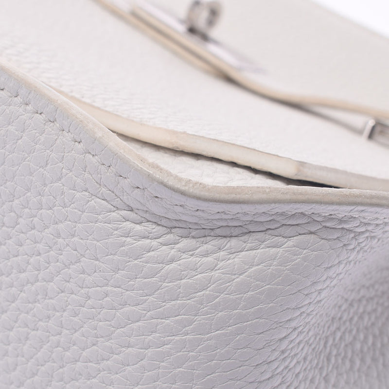 Hermes Hermes Jipusier 28 White Silver Bracket □ N Standing (around 2010) Ladies Triyo Clemance Shoulder Bag B Rank Used Silgrin