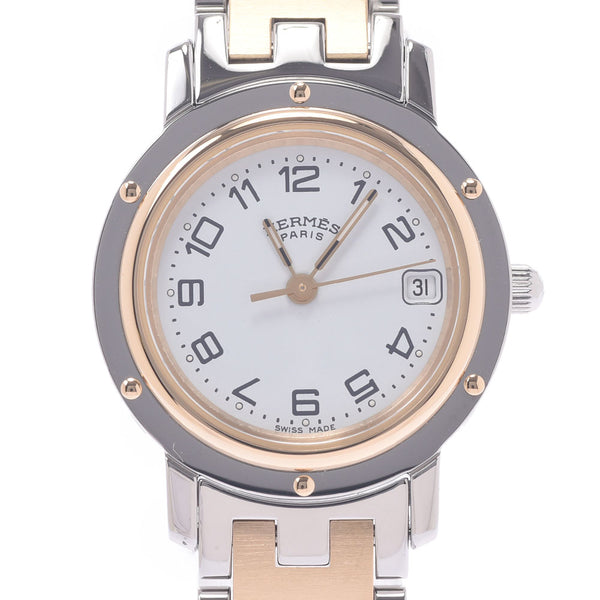 Hermes Hermes Clipper CL4.220 Women's SS / GP Watch Quartz White Full Tech A-Rank Used Sinkjo