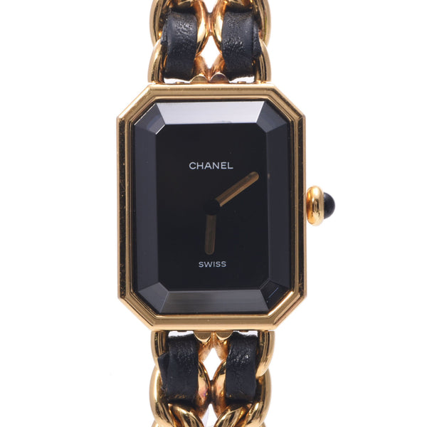 CHANEL シャネルプルミエールサイズ M Lady's GP/ leather watch quartz lindera board AB rank used silver storehouse