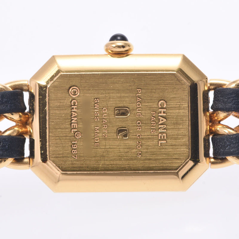 CHANEL シャネルプルミエールサイズ M Lady's GP/ leather watch quartz lindera board AB rank used silver storehouse