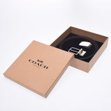 教练礼品盒与可逆出口茶/黑银配件F65185中性皮革带未使用的银存储