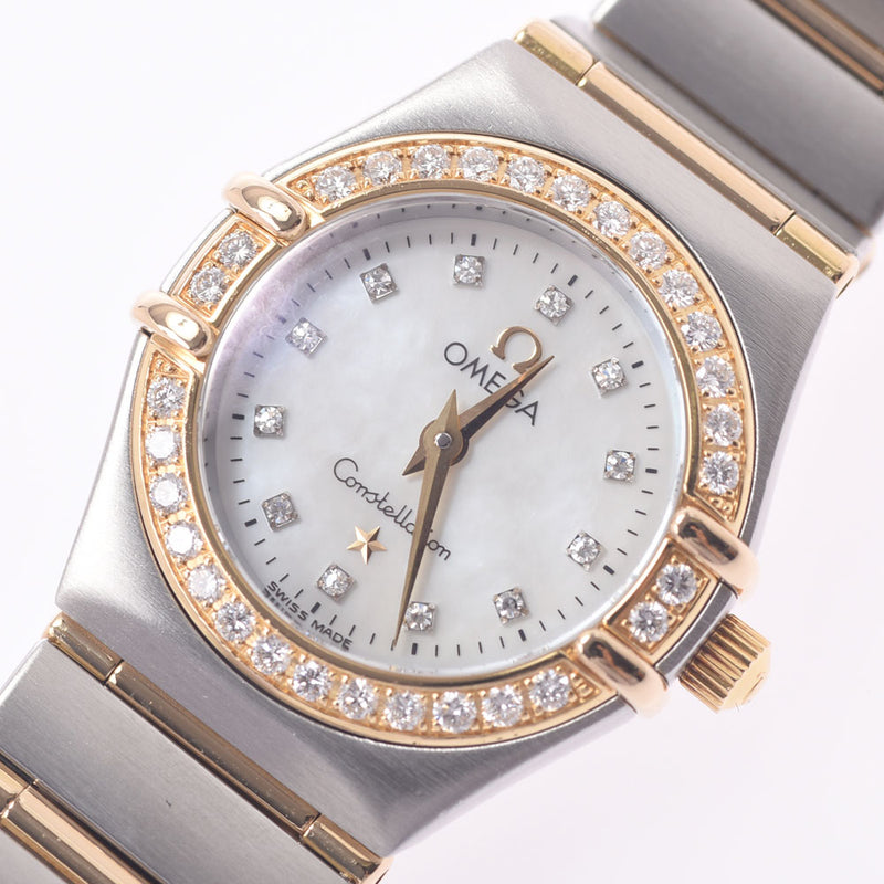 OMEGA Omega Constellation Mini Bezel Diamond 12P Diamond 1267.75 Ladies YG/SS Watch Quartz White Shell Dial A Rank Used Ginzo