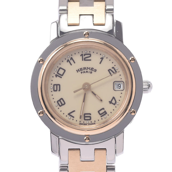 Hermes Hermes Clipper CL4.220 Women's SS / GP Watch Quartz Cream Table A-Rank Used Sinkjo