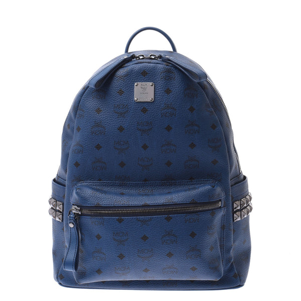 MCM MCM Backpack Studs Blue Unisex Leather Rucks Day Pack A-Rank Used Silgrin