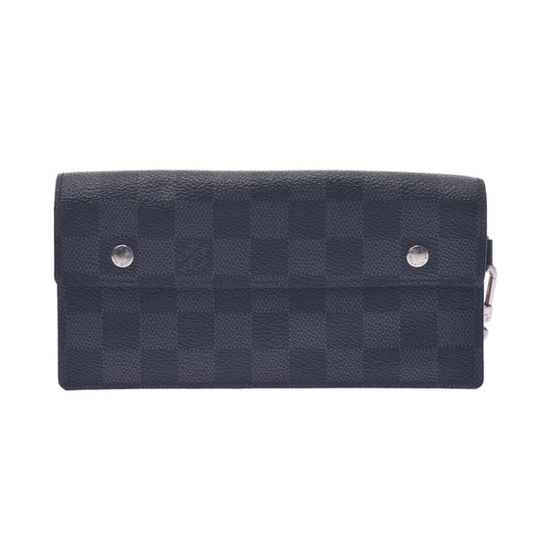 Louis Vuitton Louis Vuitton Damier Portfoille Acole Deon Black / Gray N60023 Men's Dumier Graphit Canvas Long Wallet B Rank Used Silgrin