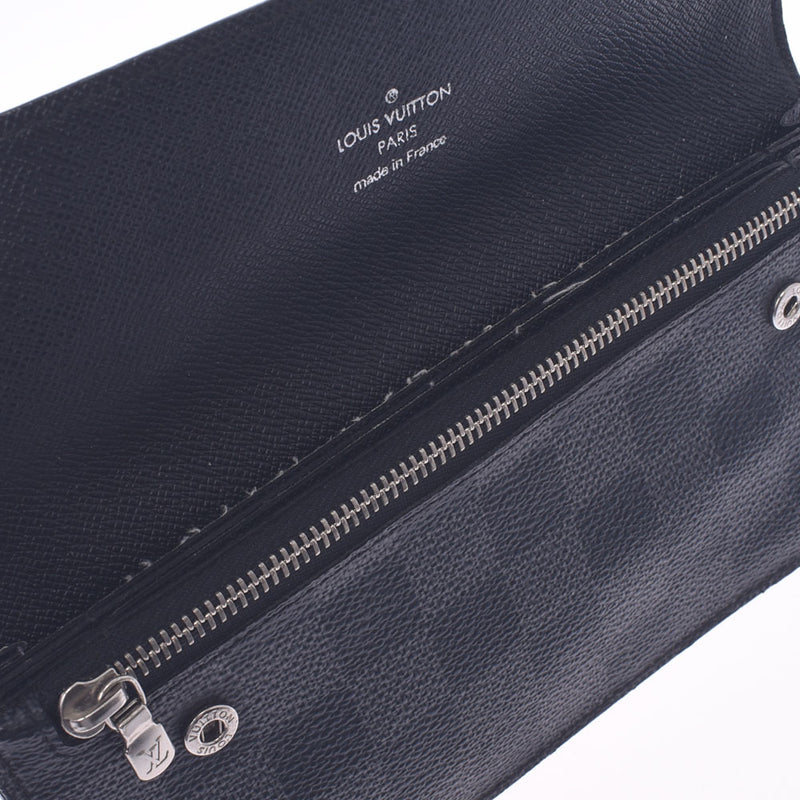 路易威登路易威登Damier Portfoille Acole Deon Black / Grace N60023男士Dumier Graphit Canvas Long Long钱包B排名使用Silgrin