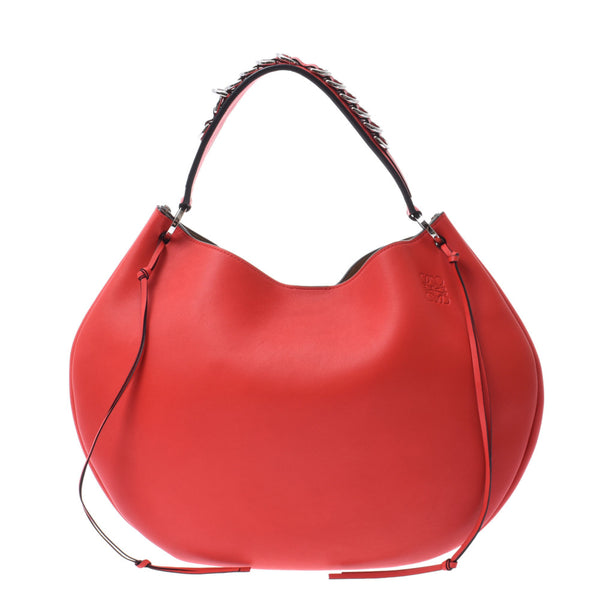 Loewe Loeve Fortune Hobbeau Bag Red女士的Curf 3way 3way Bag A-Rank使用Silgrin
