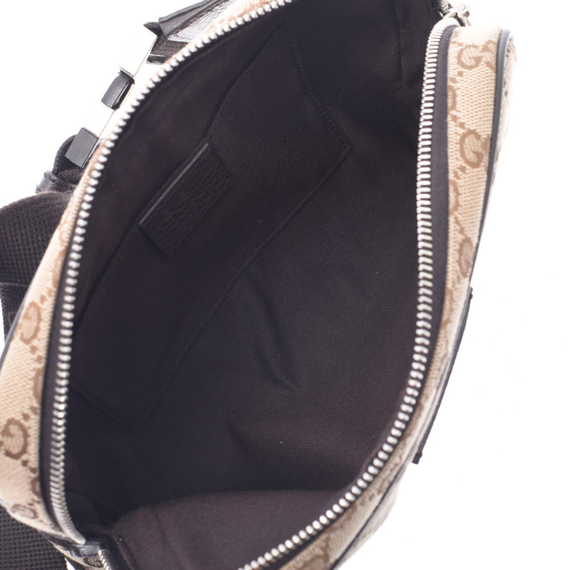 GUCCI Gucci GG Pattern Outlet West Bag Belt Bag Beige / Dark Brown 449174 Unisex GG Canvas Body Bag A-Rank Used Silgrin