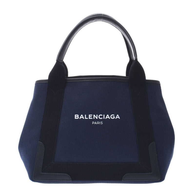 BALENCIAGA バレンシアガ ネイビーカバス S ネイビー/黒 339933 レディース キャンバス/レザー ハンドバッグ Aランク 中古 銀蔵