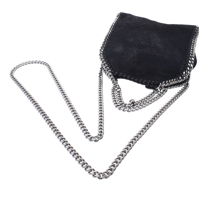 Stella McCartney Stella McCartney Falabella tie chain handbag black silver hardware ladies fake leather 2WAY bag a-rank silver accessories