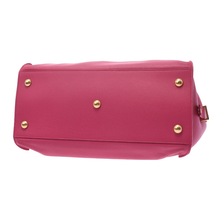Saint Laurent Sun Laurent Y Line Cavas Pink Gold Bracket Women's Curf Handbags A-Rank Used Sinkjo