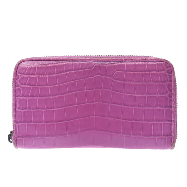 Bottegaveneta Bottega Veneta Round Fastener Purple B05639903L Unisex Crocodile Long Wallet B Rank Used Silgrin