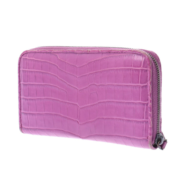 Bottegaveneta Bottega Veneta Round Fastener Purple B05639903L Unisex Crocodile Long Wallet B Rank Used Silgrin